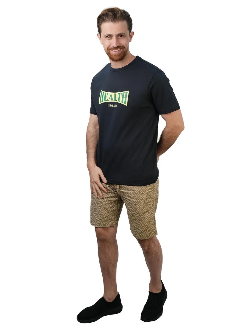 جيوردانو تيشيرت رجالي قطن جيرسي بقصة ضيقة وطبعة رسالة